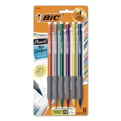 BIC Xtra-Comfort Mechanical Pencil, 0.7 mm, HB (#2), Black Lead, Assorted Barrel Colors, 6/Pack (BICMPGP61)