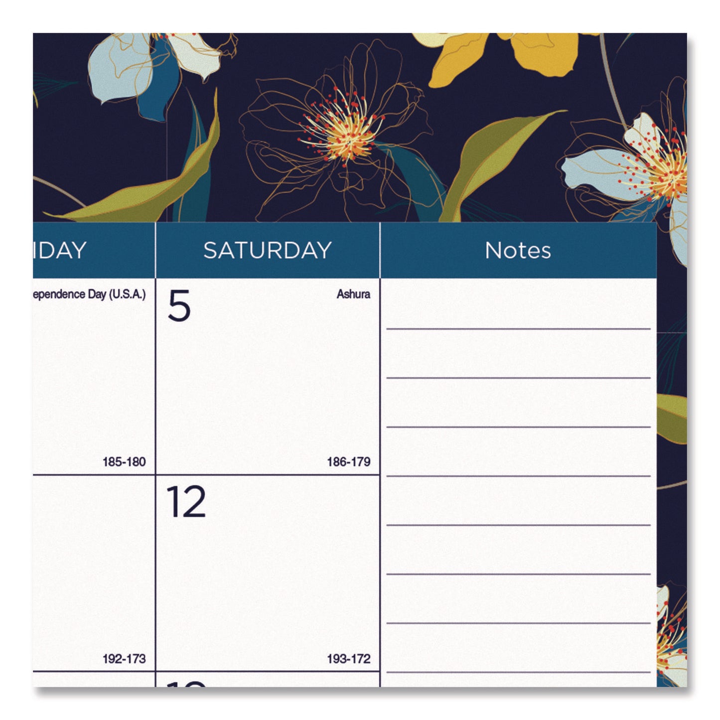 Blueline® Academic 18-Month Desk Pad Calendar, Floral Artwork, 22 x 17, White/Multicolor Sheets, Black Headband, July 2025 to Dec 2026 (REDCA1716BD)