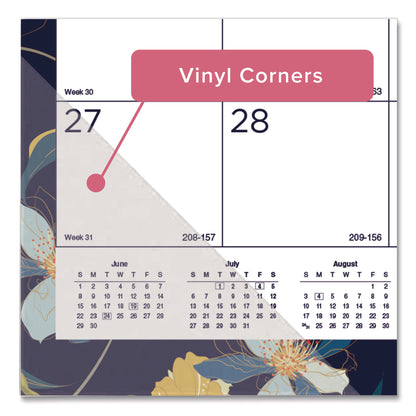 Blueline® Academic 18-Month Desk Pad Calendar, Floral Artwork, 22 x 17, White/Multicolor Sheets, Black Headband, July 2025 to Dec 2026 (REDCA1716BD)