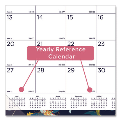 Blueline® Academic 18-Month Desk Pad Calendar, Floral Artwork, 22 x 17, White/Multicolor Sheets, Black Headband, July 2025 to Dec 2026 (REDCA1716BD)