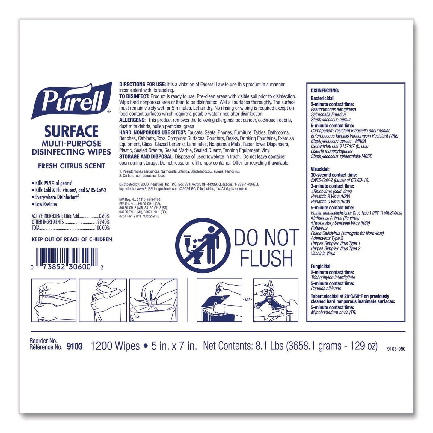 purell®-surface-multi-purpose-disinfecting-wipes-1-ply-5-x-7-fresh-citrus-white-2-carton-goj910302ct_4