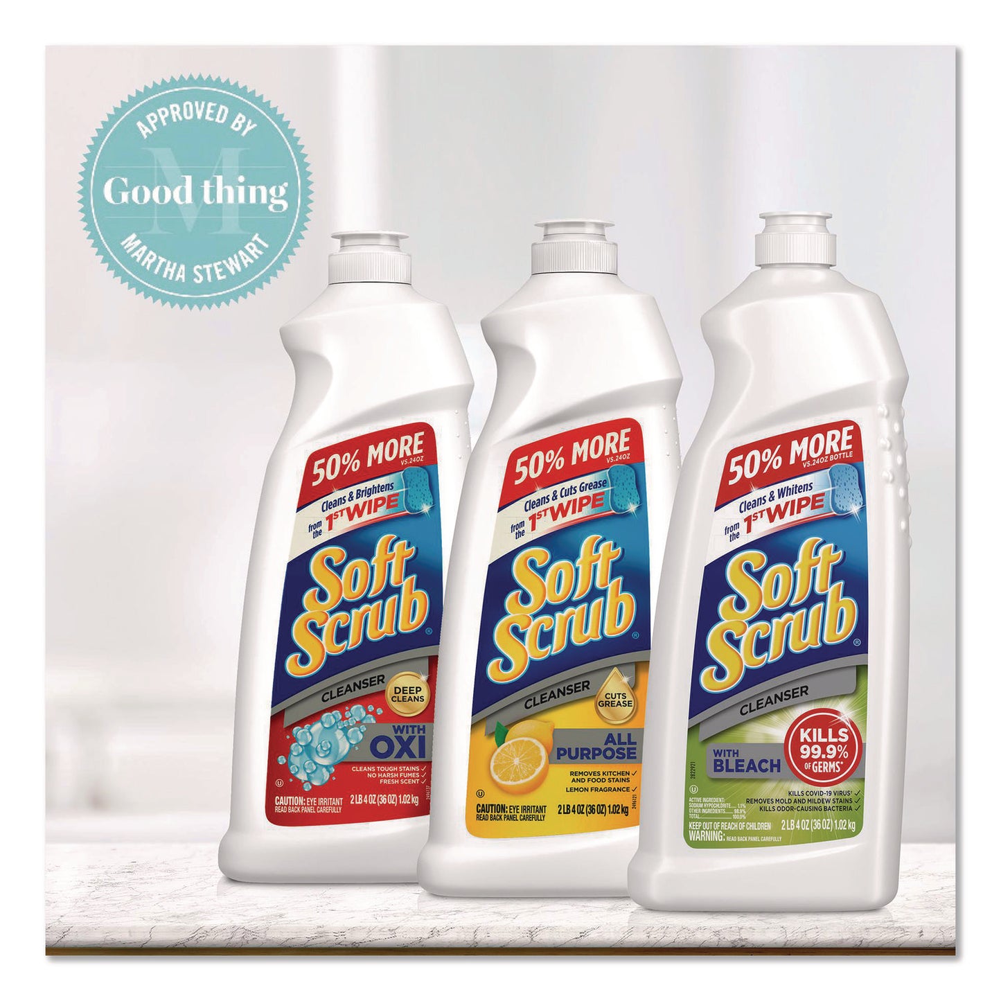 Soft Scrub® Multi-Purpose Cleanser with OXI, 24 oz Bottle, 8/Carton (DIA07226)