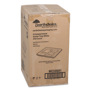 Pactiv Evergreen Compostable Fiber Blend School Lunch Tray, Heavy Duty, 8 x 12 x 1, White, 250/Carton (PCTMC50601)