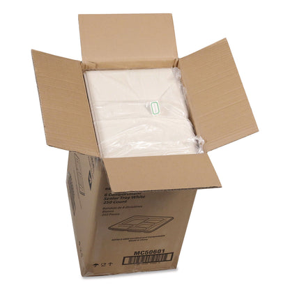 Pactiv Evergreen Compostable Fiber Blend School Lunch Tray, Heavy Duty, 8 x 12 x 1, White, 250/Carton (PCTMC50601)