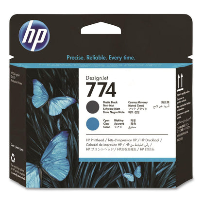 HP HP 774 (P2W01ACT) Black/Cyan Printhead, 24/Carton (HEWP2W01ACT)