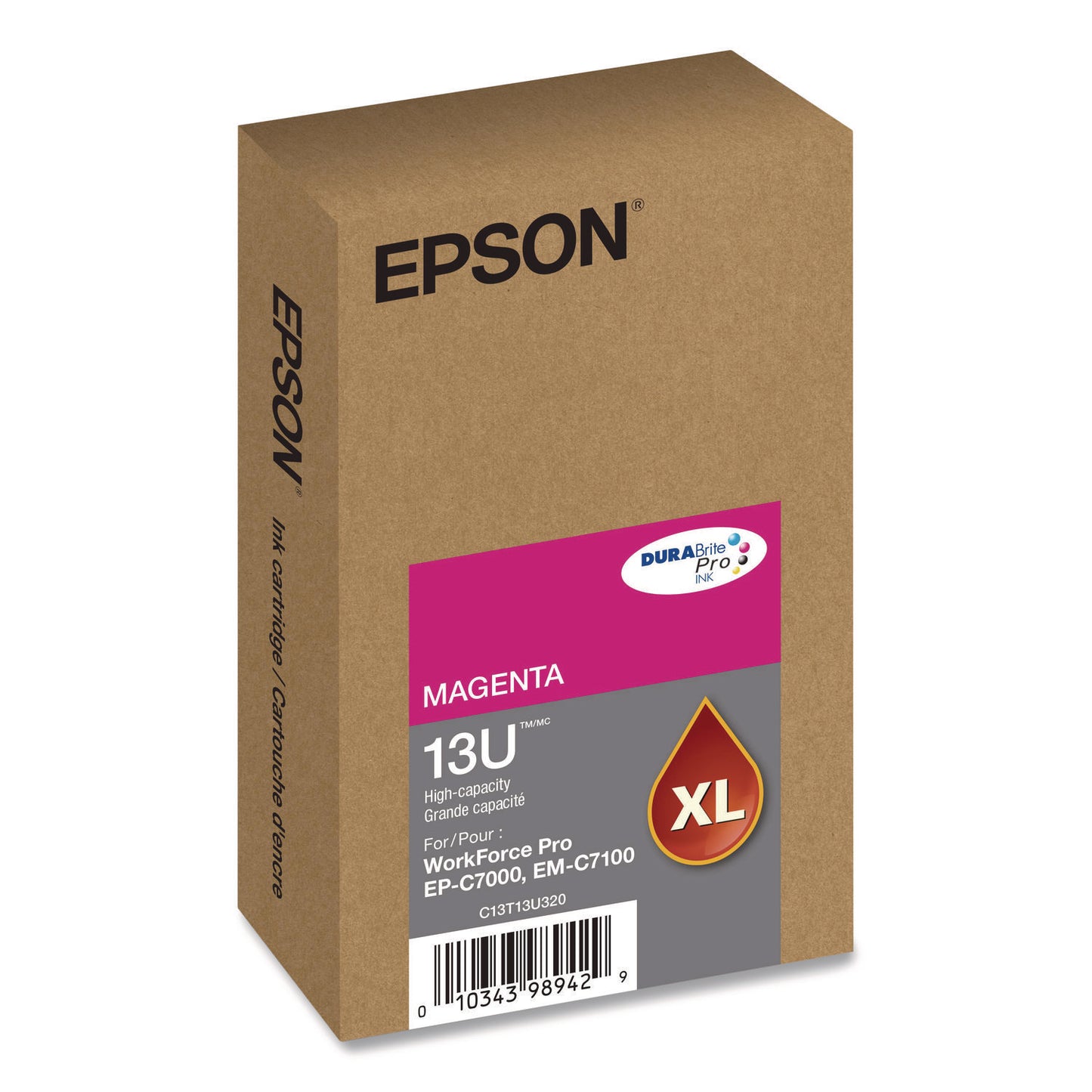 Epson® T13U320 (T13U) DURABrite Pro High-Yield Ink, 4,600 Page-Yield, Magenta (EPST13U320)