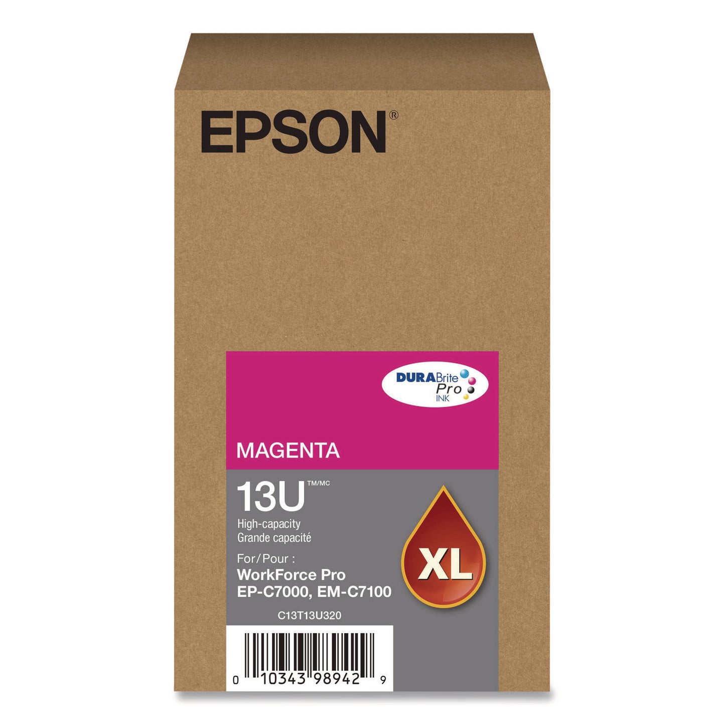 Epson® T13U320 (T13U) DURABrite Pro High-Yield Ink, 4,600 Page-Yield, Magenta (EPST13U320)