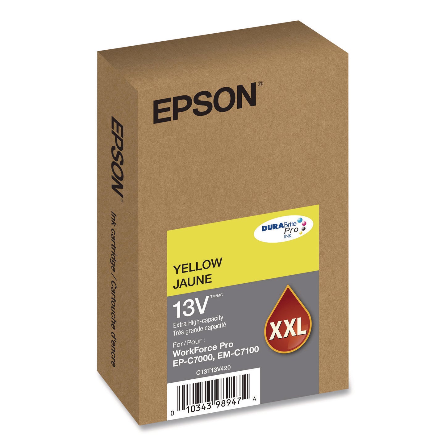 Epson® T13V420 (T13V) DURABrite Pro Extra High-Yield Ink, 8,000 Page-Yield, Yellow (EPST13V420)