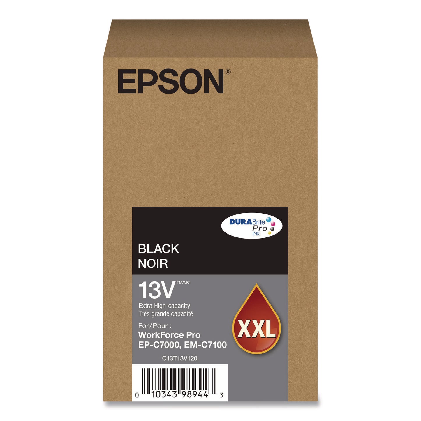 Epson® T13V120 (T13V) DURABrite Pro Extra High-Yield Ink, 11,500 Page-Yield, Black (EPST13V120)
