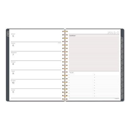 Cambridge® Hera Weekly Monthly Planner, Wavy Lines, 11 x 8.5, Black/Gold Cover, 12-Month (Jan to Dec): 2026 (AAG1765905)