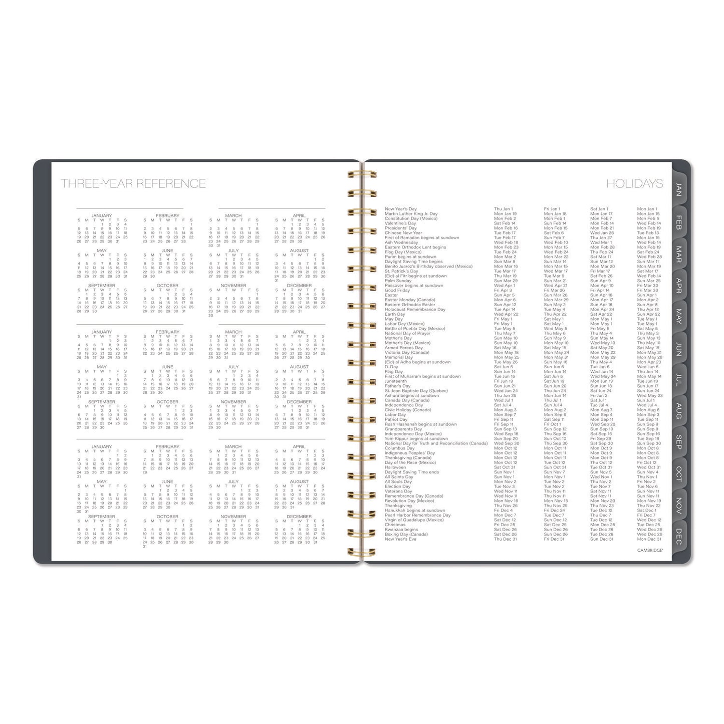 Cambridge® Hera Weekly Monthly Planner, Wavy Lines, 11 x 8.5, Black/Gold Cover, 12-Month (Jan to Dec): 2026 (AAG1765905)