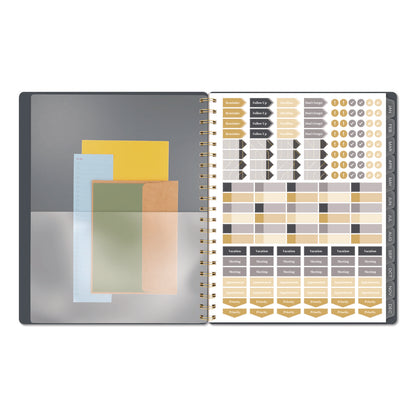 Cambridge® Hera Weekly Monthly Planner, Wavy Lines, 11 x 8.5, Black/Gold Cover, 12-Month (Jan to Dec): 2026 (AAG1765905)