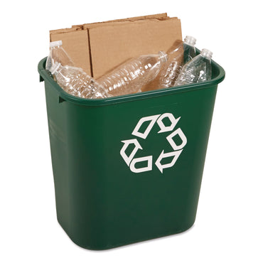 Rubbermaid® Commercial Deskside Plastic Container for Paper Recycling, 7 gal, Plastic, Green (RCP295606GREEA)