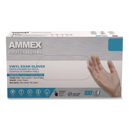 AMMEX® Professional Vinyl Exam Gloves, Powder-Free, Large, Clear, 100/Box (AXCVPF66100)