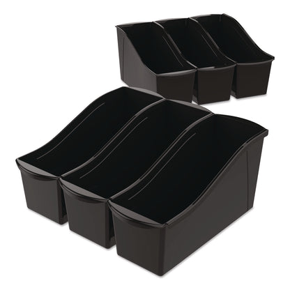 Storex Large Book Bin, 2 gal, 5.3" x 14.3" x 7", Black, 6/Pack (STX70109E06C)