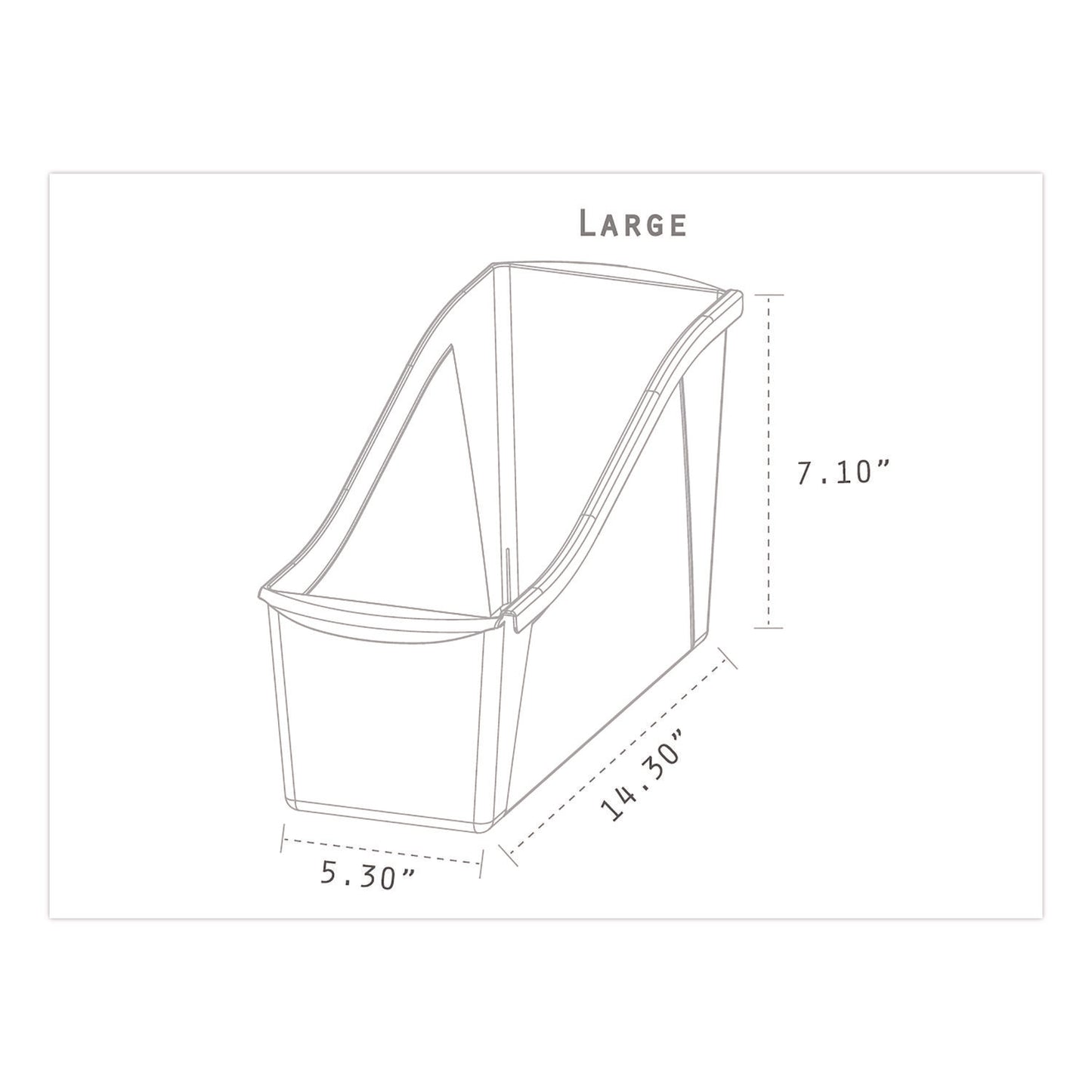 Storex Large Book Bin, 2 gal, 5.3" x 14.3" x 7", Black, 6/Pack (STX70109E06C)