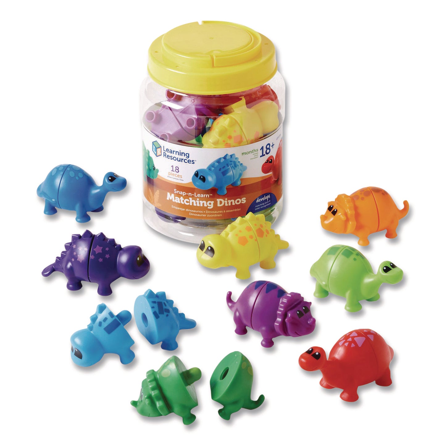 Learning Resources® Snap-n-Learn Matching Dinos, Pre-K, 18 Pieces (LRNLER6708)