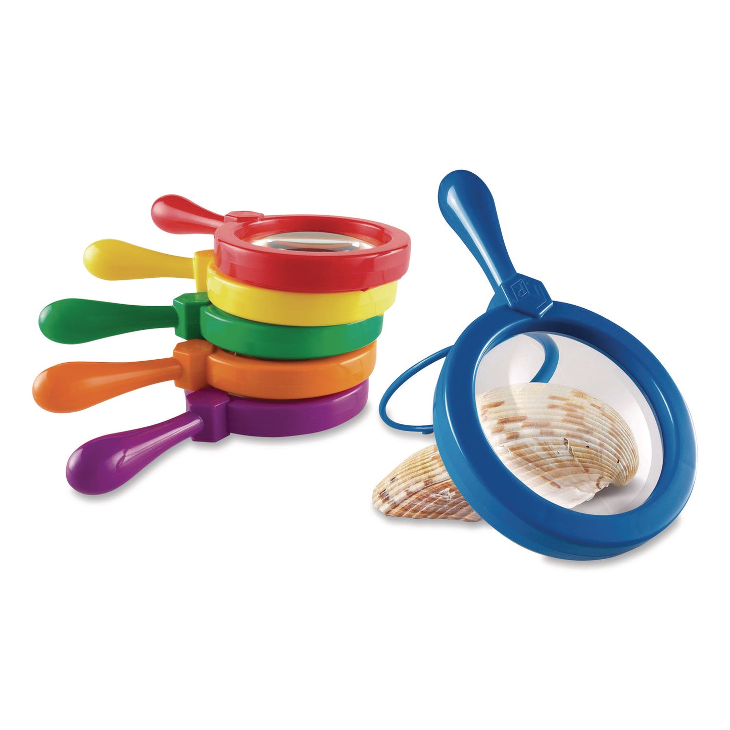 Learning Resources® Jumbo Magnifers Set, 4.5X Plastic Lens, 4.5" dia, Assorted Colors, 6 Magnifiers (LRNLER2774)