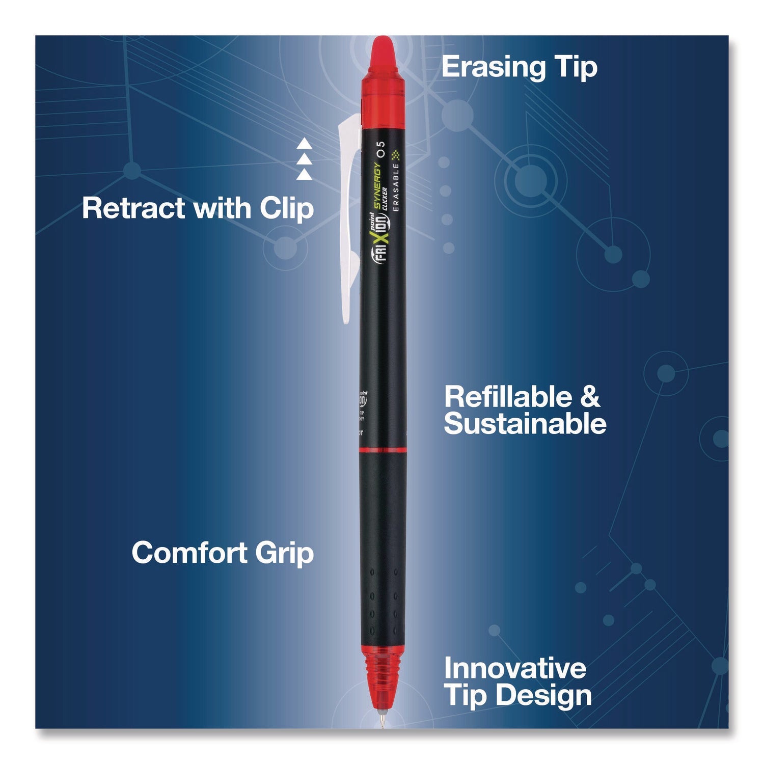pilot®-frixion-synergy-clicker-erasable-gel-pen-retractable-extra-fine-0-5-mm-red-ink-black-red-barrel-dozen-pil17372_3