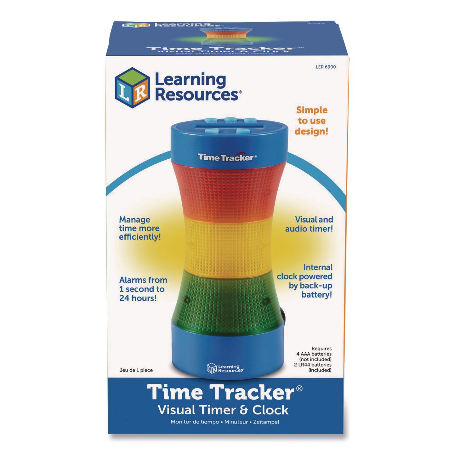 Learning Resources® Time Tracker Visual Timer and Clock, LCD, 5.4 x 8.6 x 2.5, Assorted Colors (LRNLER6900)