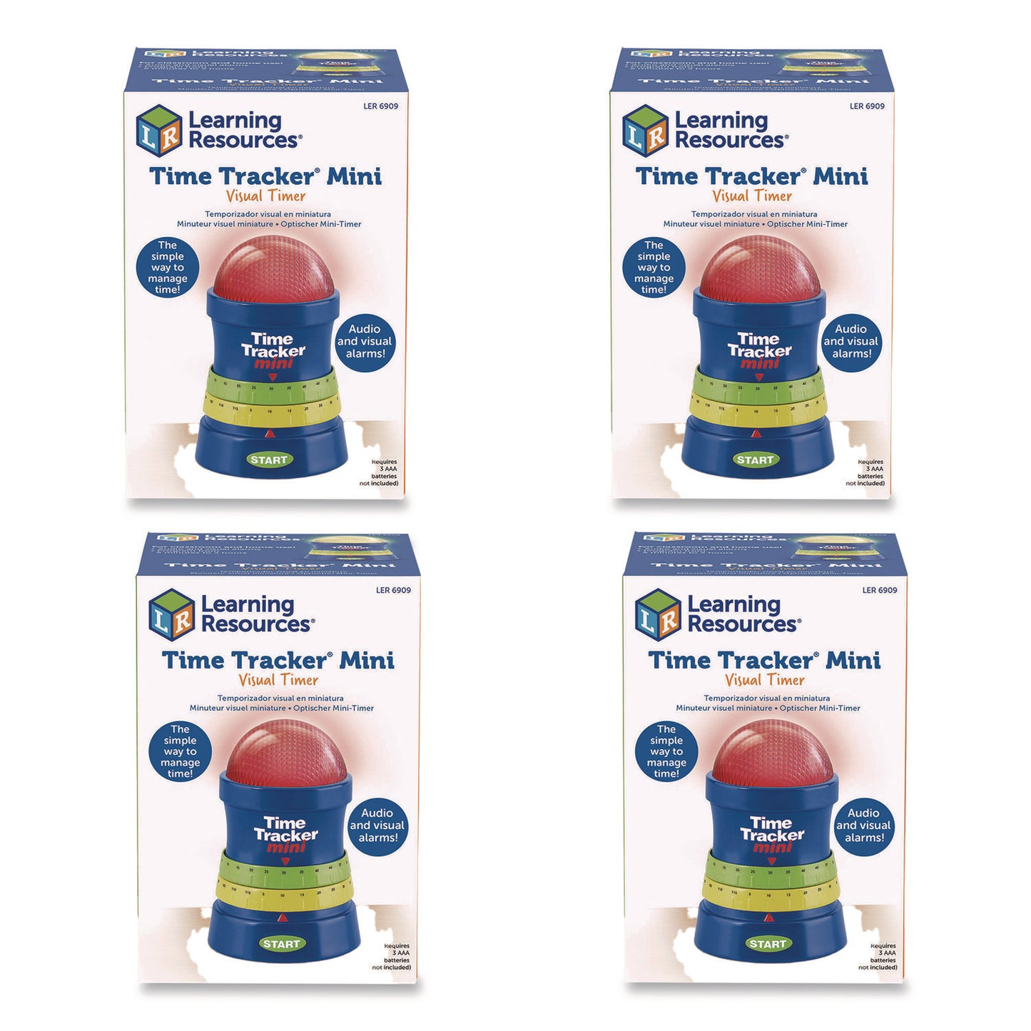 Learning Resources® Time Tracker Mini, LCD, 4.1 x 6.1 x 4.1, Assorted Colors, 4 Timers (LRNLER6909)