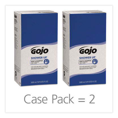 GOJO® SHOWER UP Soap and Shampoo, Clean, 5,000 mL Refill Bag, 2/Carton (GOJ753002CT)