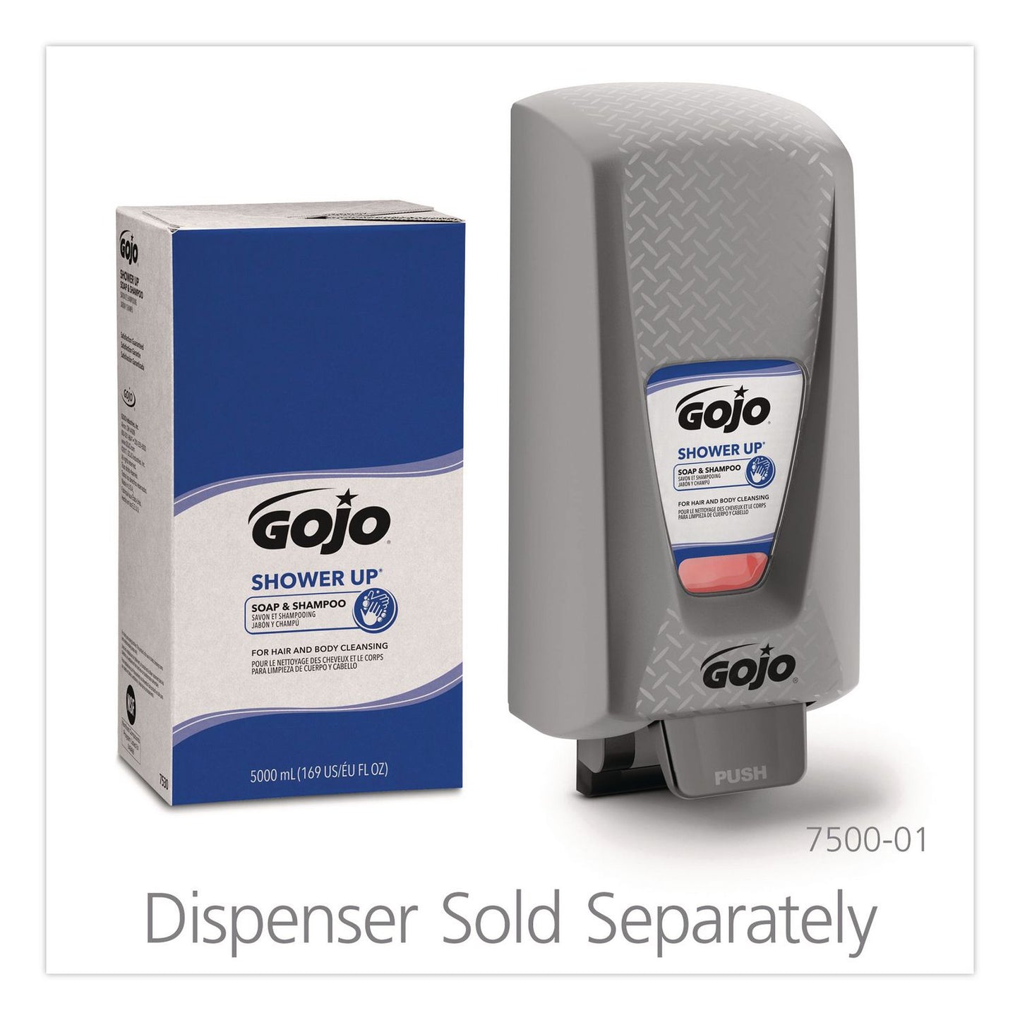 GOJO® SHOWER UP Soap and Shampoo, Clean, 5,000 mL Refill Bag, 2/Carton (GOJ753002CT)