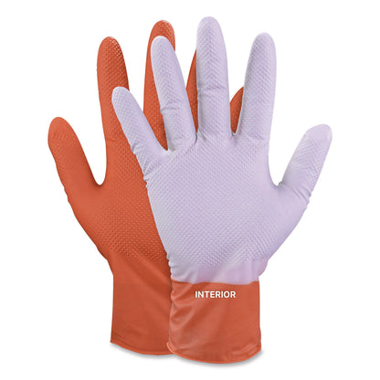 GloveWorks® by AMMEX® Ultra Industrial Flock-Lined Nitrile Disposable Gloves, Medium, 8 mil Thick, 9.06" Long, Orange, 50/Box, 10 Boxes/Carton (AXCGWUOFN44050)