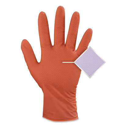 GloveWorks® by AMMEX® Ultra Industrial Flock-Lined Nitrile Disposable Gloves, Medium, 8 mil Thick, 9.06" Long, Orange, 50/Box, 10 Boxes/Carton (AXCGWUOFN44050)