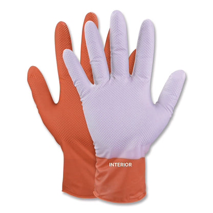 GloveWorks® by AMMEX® Ultra Industrial Flock-Lined Nitrile Disposable Gloves, Large, 8 mil Thick, 9.06" Long, Orange, 50/Box, 10 Boxes/Carton (AXCGWUOFN46050)