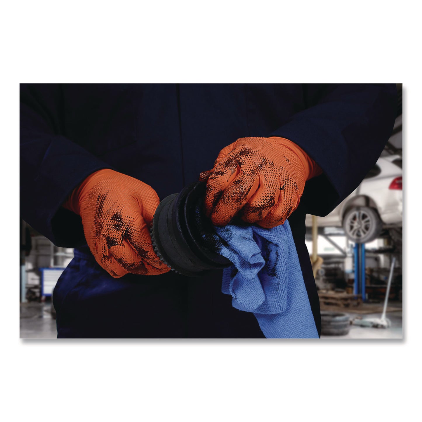 GloveWorks® by AMMEX® Ultra Industrial Flock-Lined Nitrile Disposable Gloves, XX-Large, 6 mil Thick, 9.06" Long, Orange, 50/Box, 10 Boxes/Carton (AXCGWUOFN49050)