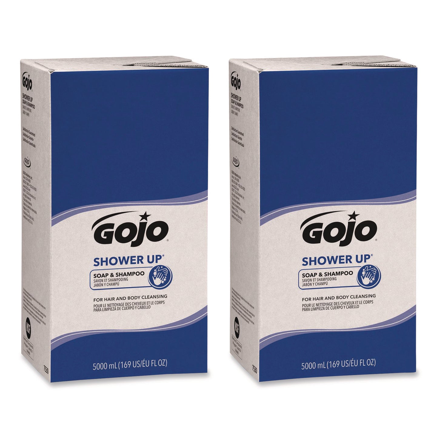 GOJO® SHOWER UP Soap and Shampoo, Clean, 5,000 mL Refill Bag, 2/Carton (GOJ753002CT)