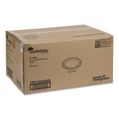 Pactiv Evergreen EarthChoice Fiber-Blend Bagasse Dinnerware, Plate, 9" dia, White, 500/Carton (PCTYMC50009BB)