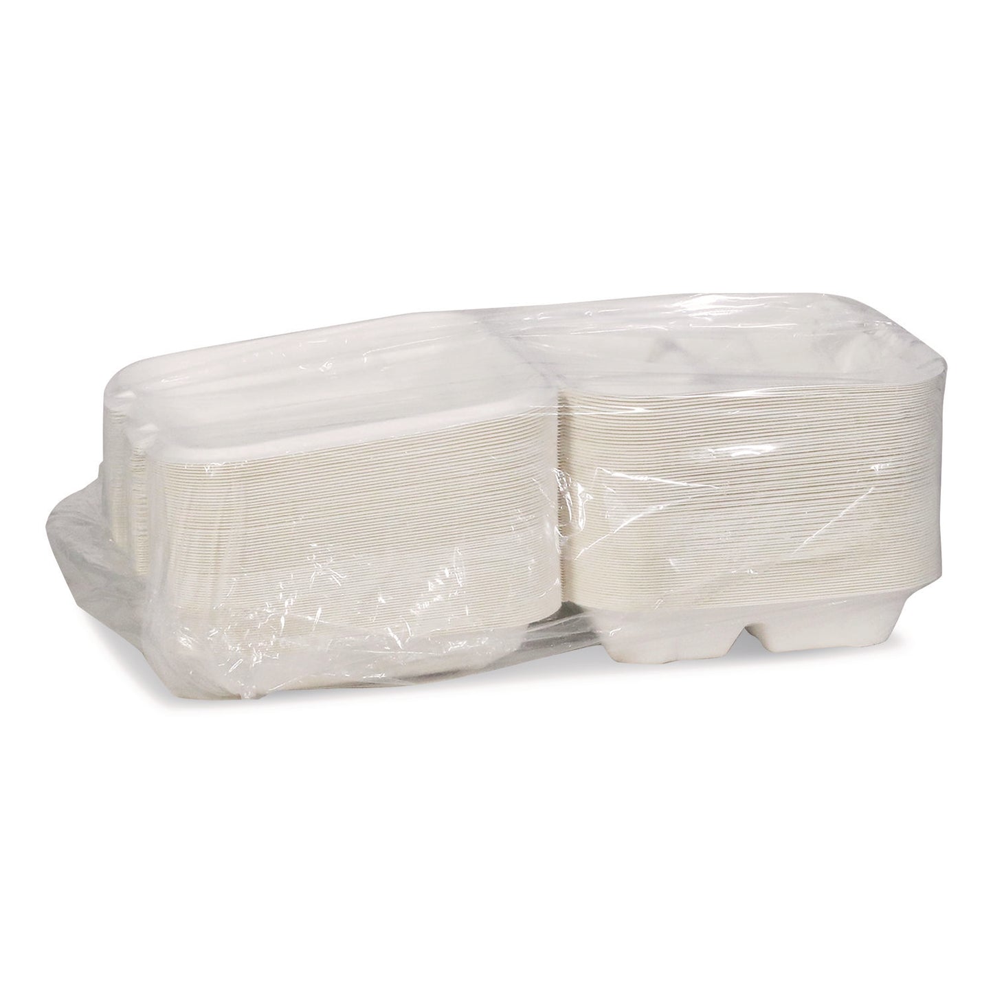 Pactiv Evergreen EarthChoice Bagasse Hinged Lid Container, 7.8 x 7.8 x 2.8, White, 150/Carton (PCTYMCH0803BB)