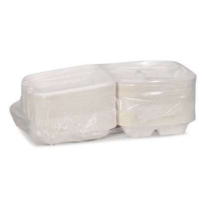 Pactiv Evergreen EarthChoice Bagasse Hinged Lid Container, 7.8 x 7.8 x 2.8, White, 150/Carton (PCTYMCH0803BB)
