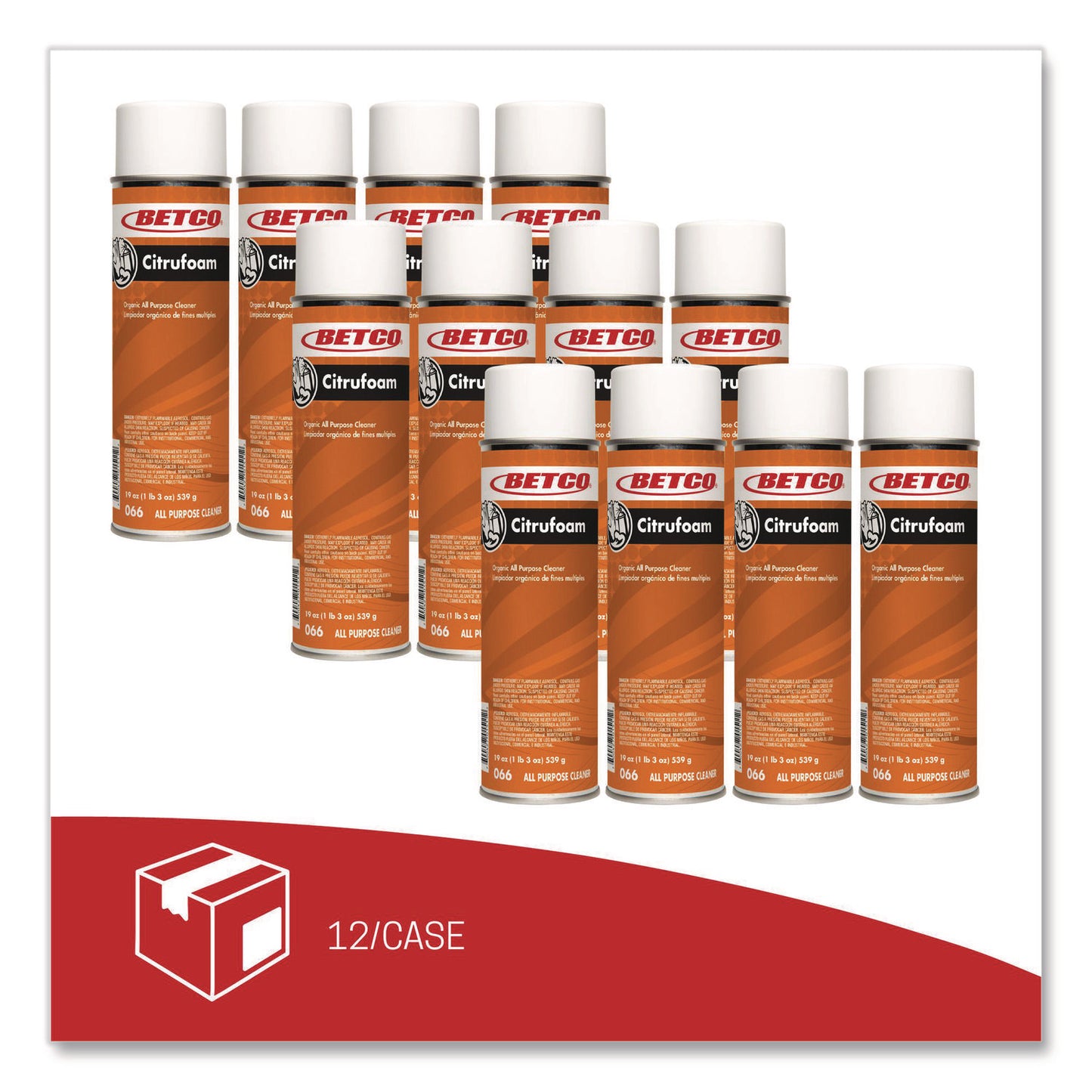Betco® Citrufoam Cleaner/Degreaser, 19 oz Aerosol Can, 12/Carton (BET0662300)