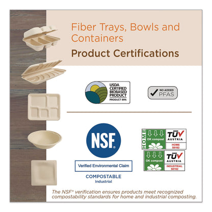 World Centric® Fiber Catering Pans, 3 Compartments, 10.3 x 2.8 x 12.8, Paper, Natural, 200/Carton (WORCASC104TLLF)
