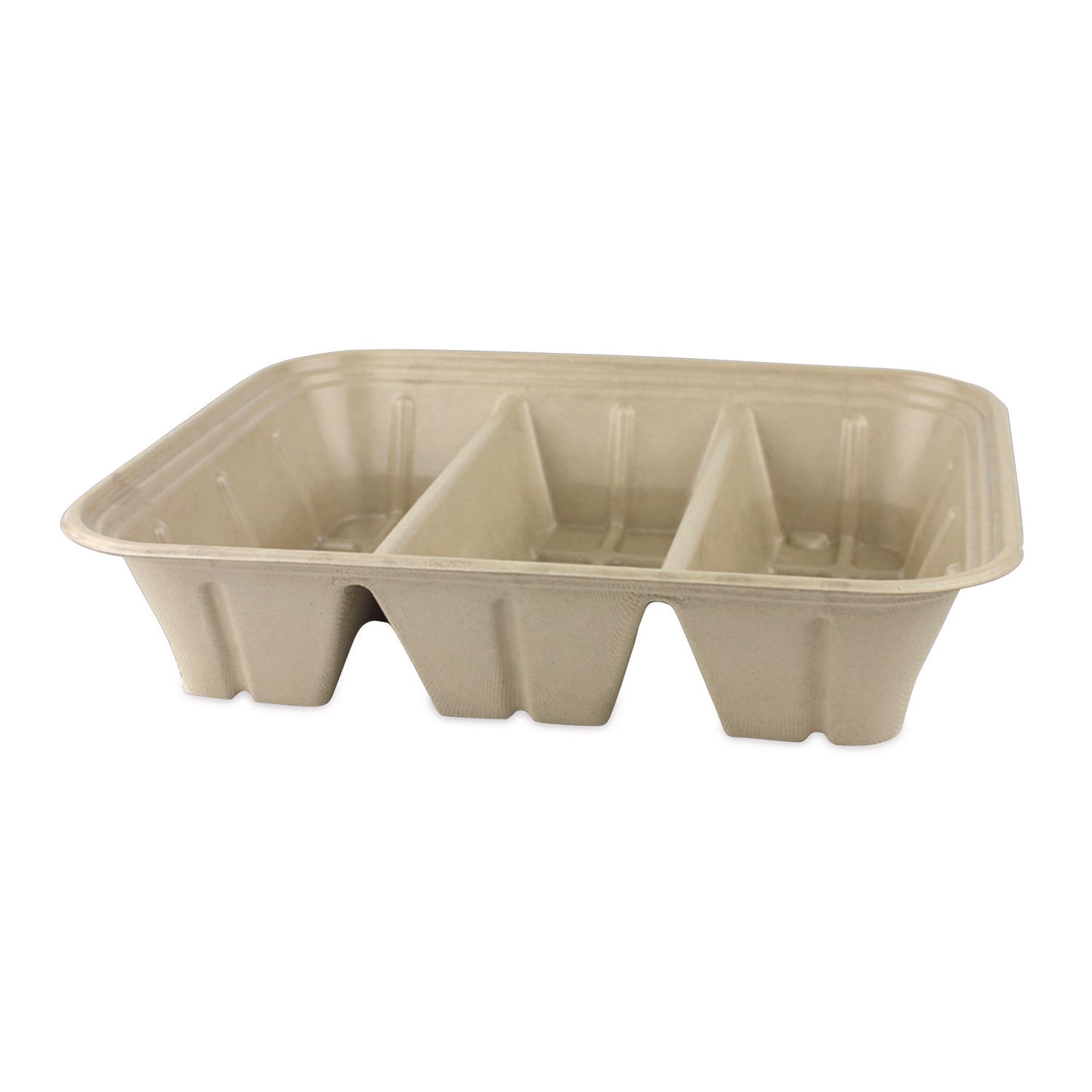 World Centric® Fiber Catering Pans, 3 Compartments, 10.3 x 2.8 x 12.8, Paper, Natural, 200/Carton (WORCASC104TLLF)