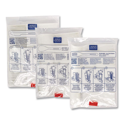 World Centric® Cutlery Dispenser Tower, Holds 125 Forks, 2.6 x 15.4, Gray, 10/Carton (WORDPCPLF)