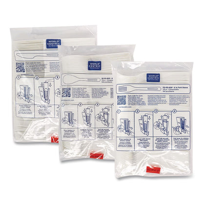 World Centric® Cutlery Dispenser Tower, Holds 125 Spoons, 2.6 x 15.4, Gray, 10/Carton (WORDPCPLS)