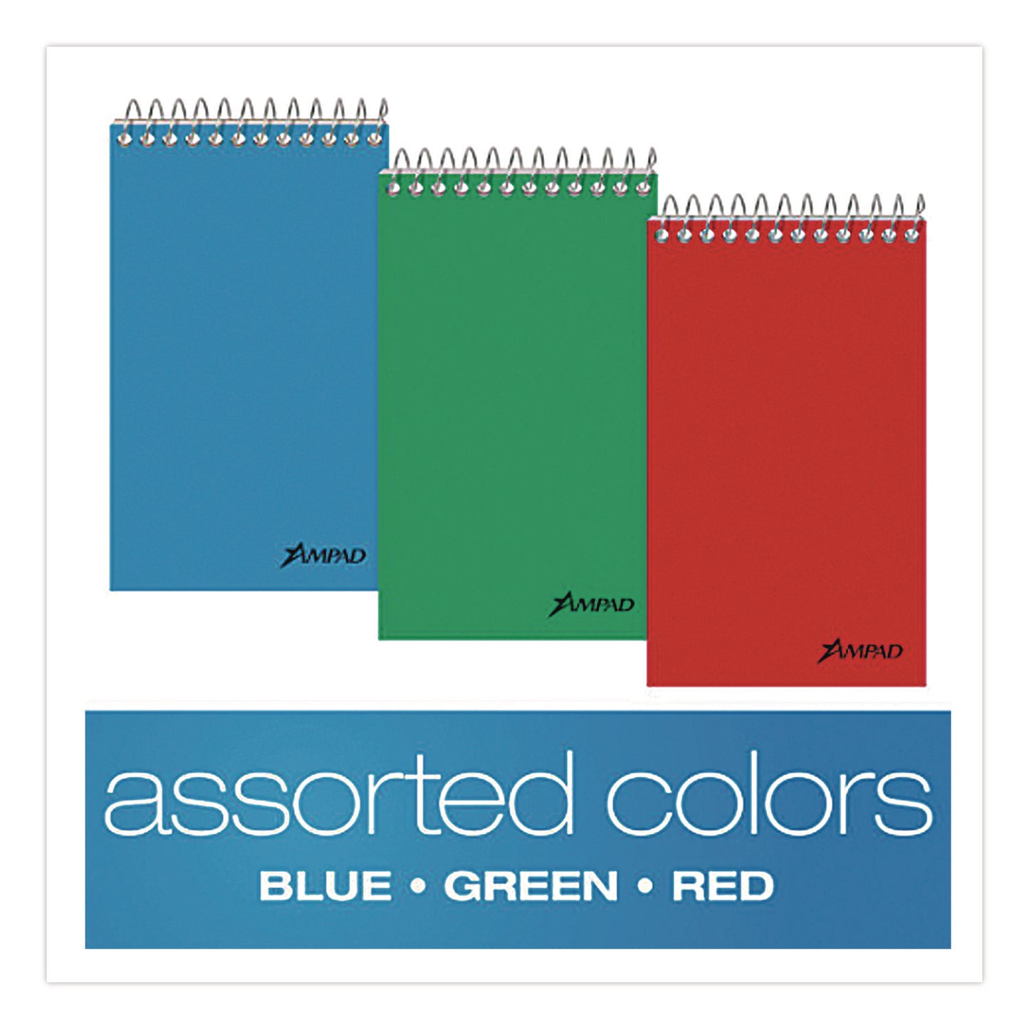 Ampad® Memo Pads, Assorted Cover Colors, Narrow Rule, (60) White 3 x 5 Sheets, Dozen (AMP25087)