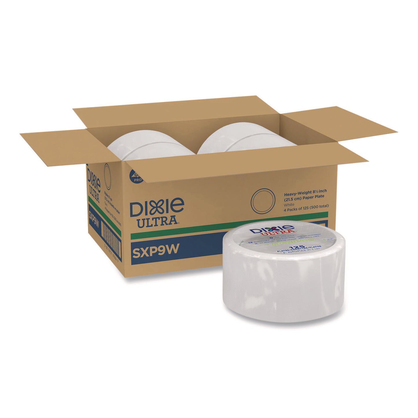 Dixie® Ultra® Heavy-Weight Paper Plates, 8.5" dia, 125/Pack, 4 Packs/Carton (DXESXP9W)