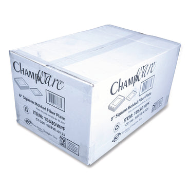 SCT® ChampWare Molded Fiber Tableware, Square Molded Fiber Plate, 8" x 8", White, 125 Plates/Sleeve, 4 Sleeves/Carton (SCH18630WPF)