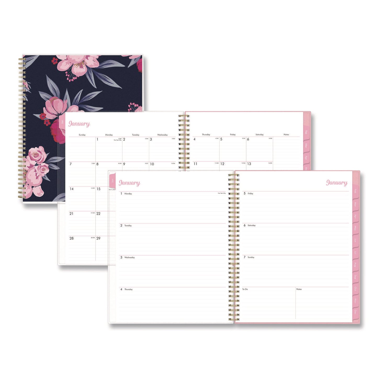 Blue Sky® Mimi Pink Weekly/Monthly Planner, Floral Artwork, 11 x 8.5, Pink/Blue/Rose Cover, 12-Month (Jan to Dec): 2026 (BLS137264)