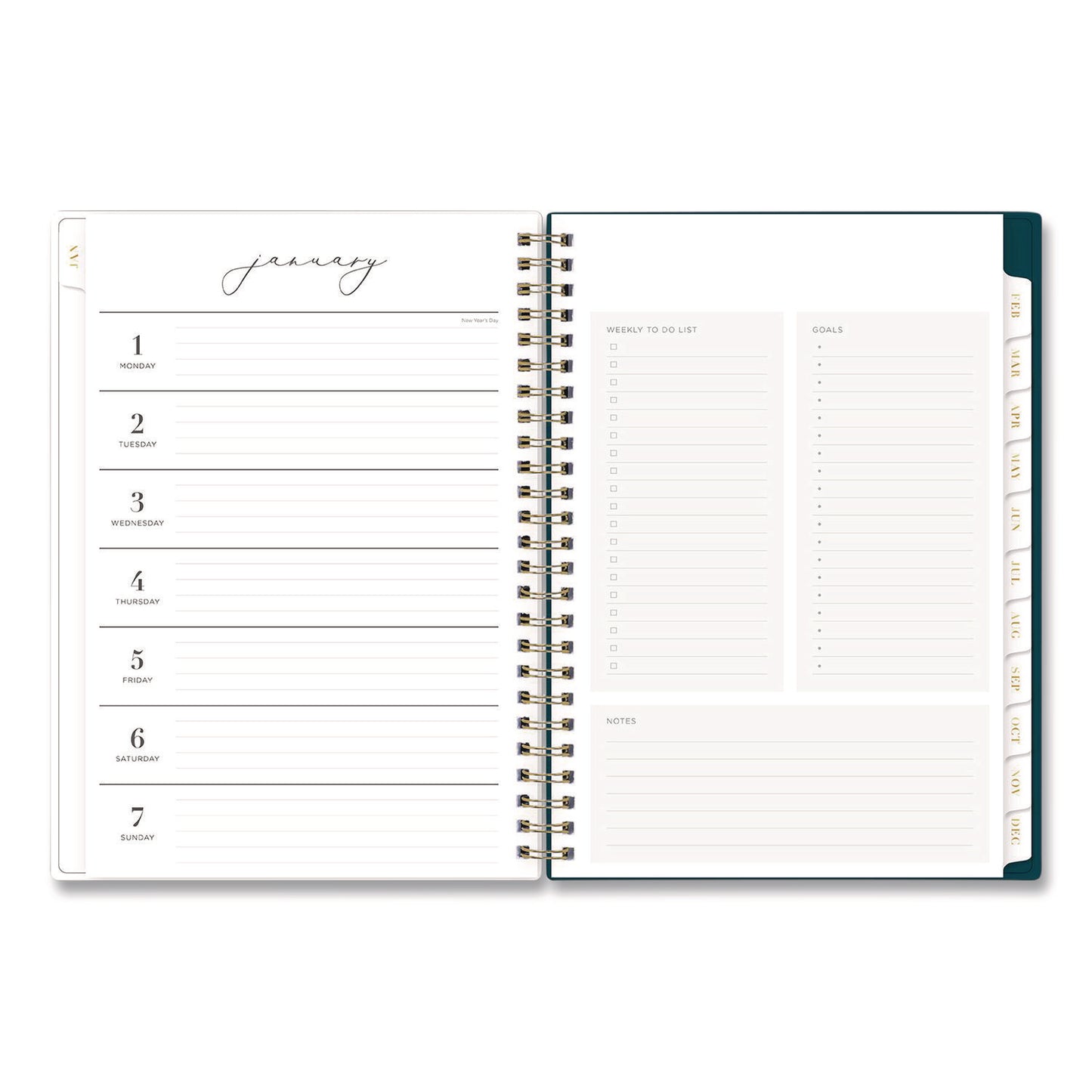 Blue Sky® Life Note-It Dania Weekly/Monthly Planner, Floral Artwork, 8.63 x 5.88, Teal/Pink/Blue Cover, 12-Month (Jan to Dec): 2026 (BLS139478)