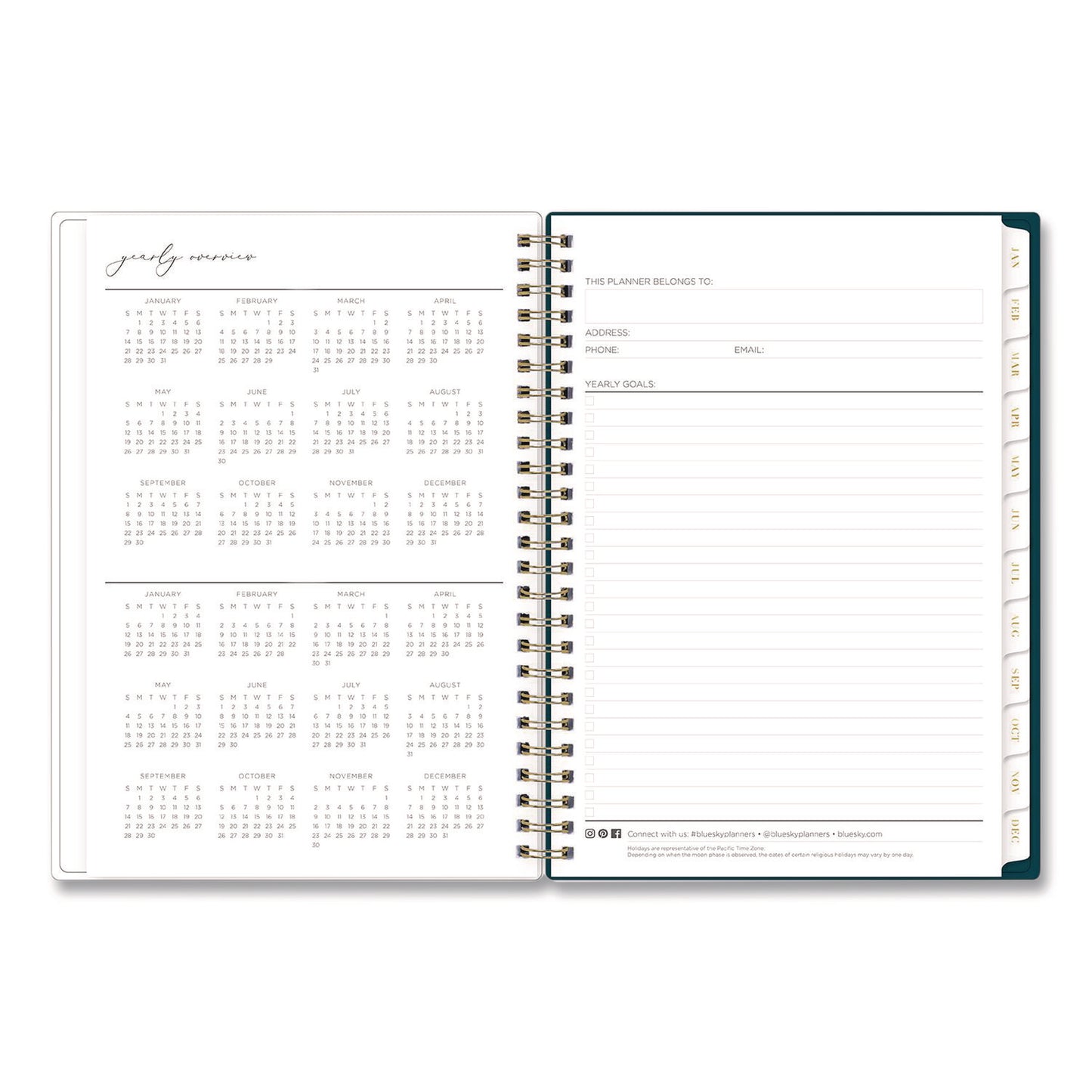 Blue Sky® Life Note-It Dania Weekly/Monthly Planner, Floral Artwork, 8.63 x 5.88, Teal/Pink/Blue Cover, 12-Month (Jan to Dec): 2026 (BLS139478)