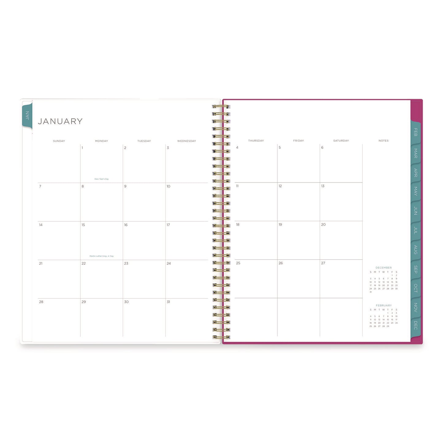 Blue Sky® Kelly Ventura Magenta Bloom Weekly/Monthly Planner, Floral Artwork, 11 x 8.5, Multicolor Cover, 12-Month (Jan to Dec): 2026 (BLS140945)