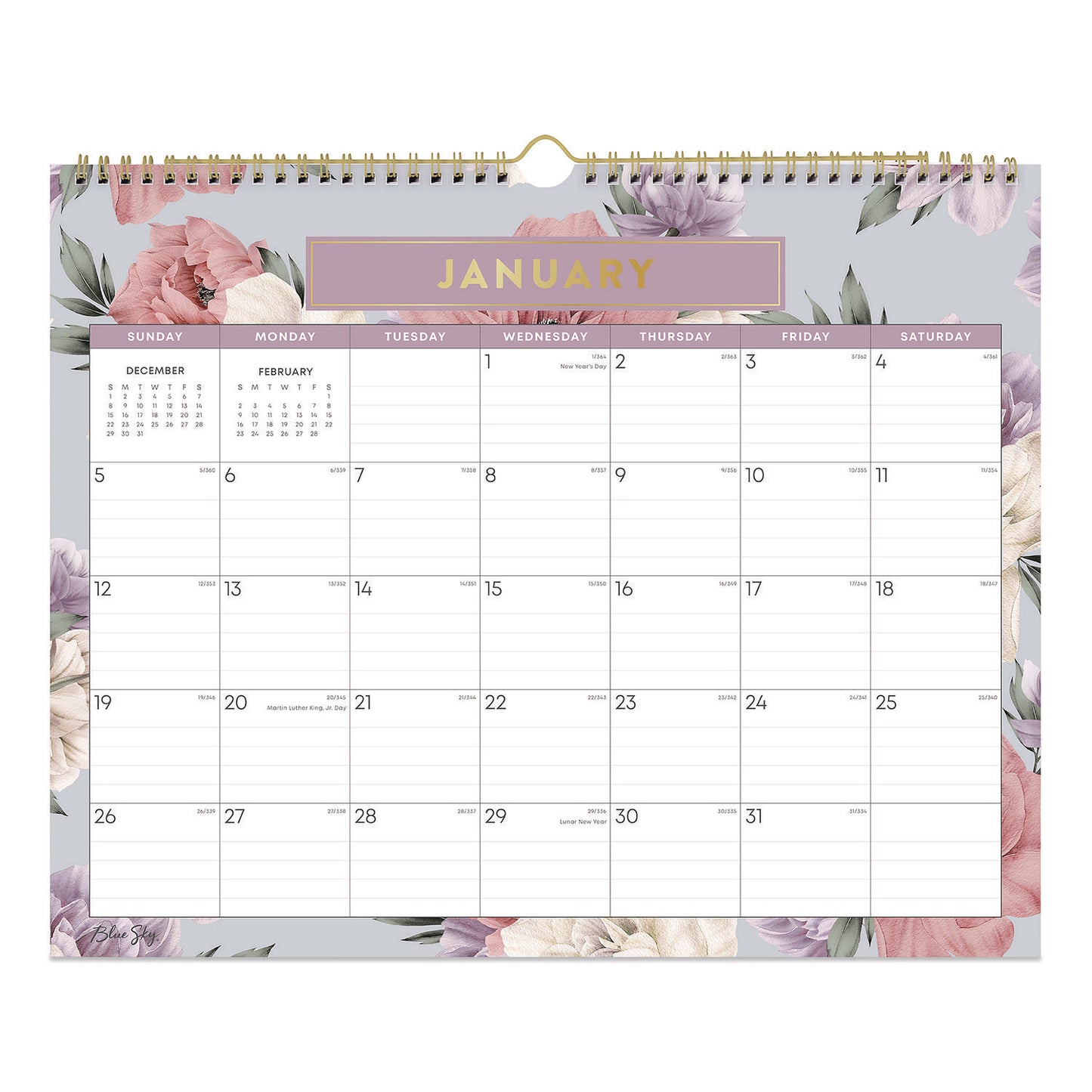 Blue Sky® Tula Monthly Wall Calendar, Floral Artwork, 15 x 12, White/Multicolor Sheets, 12-Month (Jan to Dec): 2026 (BLS144076)