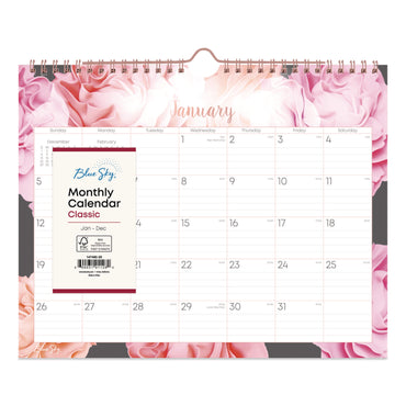 Blue Sky® Joselyn Monthly Wall Calendar, Floral Artwork, 11 x 8.75, White/Multicolor Sheets, 12-Month (Jan to Dec): 2026 (BLS147480)