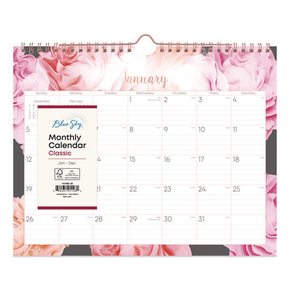 Blue Sky® Joselyn Monthly Wall Calendar, Floral Artwork, 11 x 8.75, White/Multicolor Sheets, 12-Month (Jan to Dec): 2026 (BLS147480)